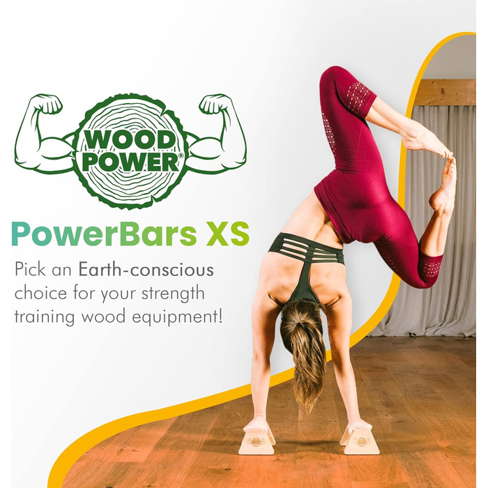 Дерев'яні бруси WOODPOWER PowerBars для віджимань і стійки на руках, нековзкі паралетси для кросфіту, йоги, калістеніки, для дому та вулиці