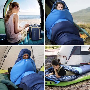 Спальний мішок WKFAMOUT Mumienschlafsack Outdoor -12°C-0°C [500GSM] з фланелі для кемпінгу та подорожей. Підходить для дорослих та дітей. Зручний, теплий, машинне прання.