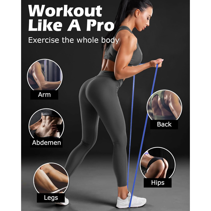 Еластичні гумки для фітнесу Zacro: набір для йоги, пілатесу, силових тренувань та фізіотерапії (6 шт.)