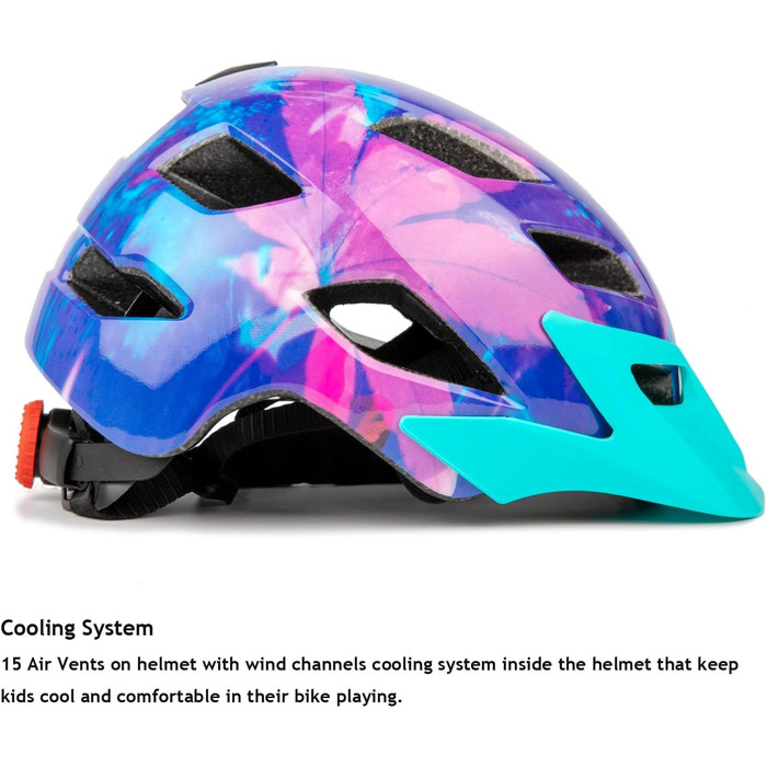 Дитячий велосипедний шолом Exclusky для хлопчиків та дівчаток, BMX, скейтбординг, регульований, 50-57 см (5-13 років), фіолетовий