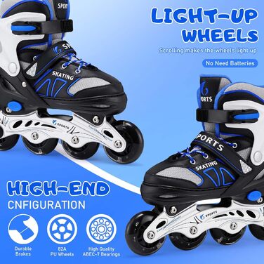 Дитячі ролики для катання на роликах для хлопчиків та дівчаток, початківці, ролики для жінок та чоловіків, розмір 4, ролики з підсвічуванням коліс, регульовані. Розмір S (EU28-32) / (CN 31-34)