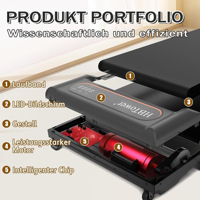 Walking Pad HBTower: Складаний біговий доріжки 2-в-1 для дому та офісу з LED дисплеєм та пультом керування