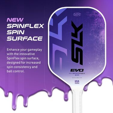 SLK Evo Power Hybrid - пі́дложка для піклболу, гібридна (фіберглас та карбон), лілова