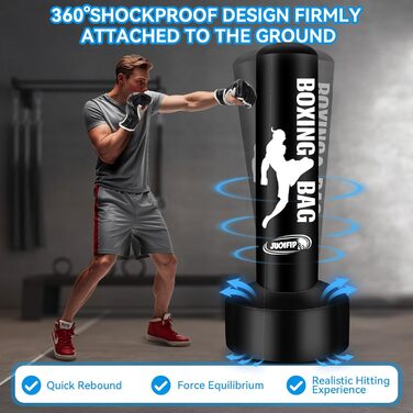 Стенд для боксерського мішка 69'' (175 см) для дорослих, мішок для ударів, боксерське обладнання, мішок для кікбоксингу, надувний мішок для ударів зі стійкою для тренувань MMA, Муай Тай, фітнесу