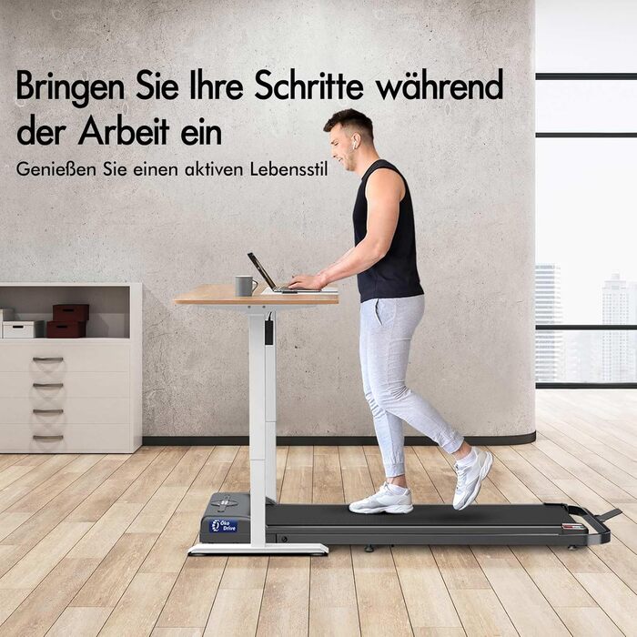BLACK LORD Intelligentes Gehpad 2-в-1: бігове полотно під стіл для дому та офісу, портативний тренажер для ходьби та бігу з додатком та пультом, запис даних про фітнес SL9H - Чорний (з ручками)