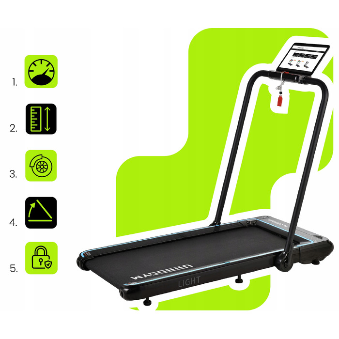 Складана електрична бігова доріжка для дому та офісу Urbogym Light (1-12 км/год)