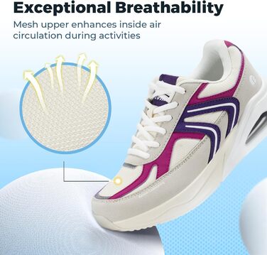 Кросівки FitVille для жінок - широка модель, з повітряною амортизацією, для бігу та фітнесу, дихаючі, легкі, антиковзкі, для ходьби, зручні (37 EU, слонова кістка рожевий)