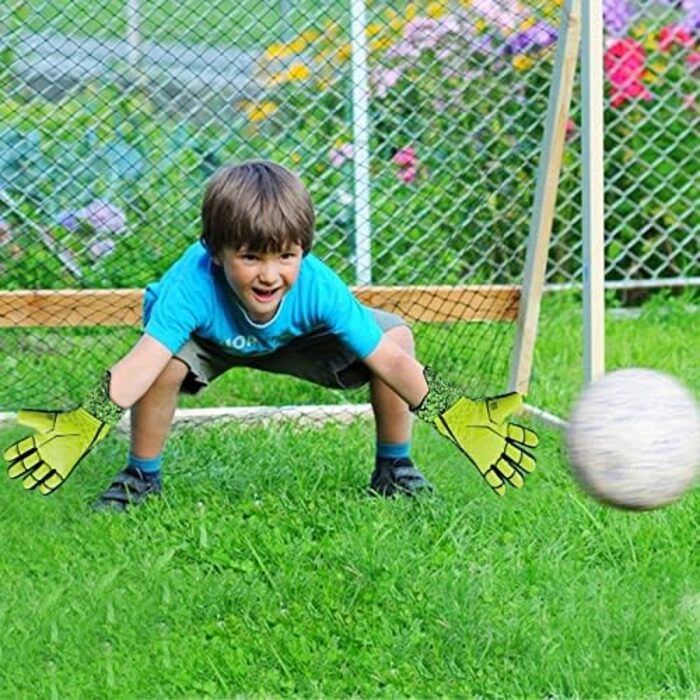 Дитячі та дорослі воротарські рукавички OLYSPM, зелений колір, розміри 6-10, захист зап'ястя, антиковзні, зносостійкі