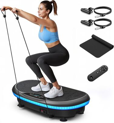 Віброплатформа MERACH 4D з 7 режимами вібрації, 120 швидкостями, 5 програмами, Bluetooth та підсвіткою, чорна