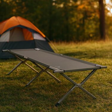 Ліжко похідне CampFeuer Feldbett (до 180 кг) 190x74.5x45.5 см сіре - для кемпінгу, риболовлі, пляжу