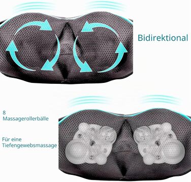 Масажер для спини, шиї та плечей Shiatsu з підігрівом - 3D масажне подушка для глибокого тканинного розслаблення спини, шиї, плечей, ніг та ніг - електричний масажер для всього тіла