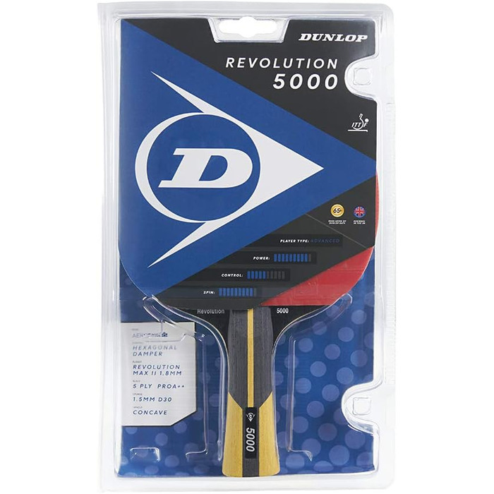 Настільний тенісний ракетка Dunlop Revolution 5000, ITTF сертифікат, для досвідчених гравців