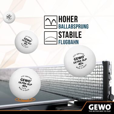 GEWO Ultra SLP 3-зіркові тенісні м’ячі для настільного тенісу, пластикові 40+ мм, безшовні, ITTF сертифікат, професійні, білі, 72 шт.