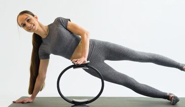 Кільце для пілатесу [Міцне] з нековзними ручками | Для внутрішньої поверхні стегна, фітнес, йога, сила та гнучкість, чорний/жовтий