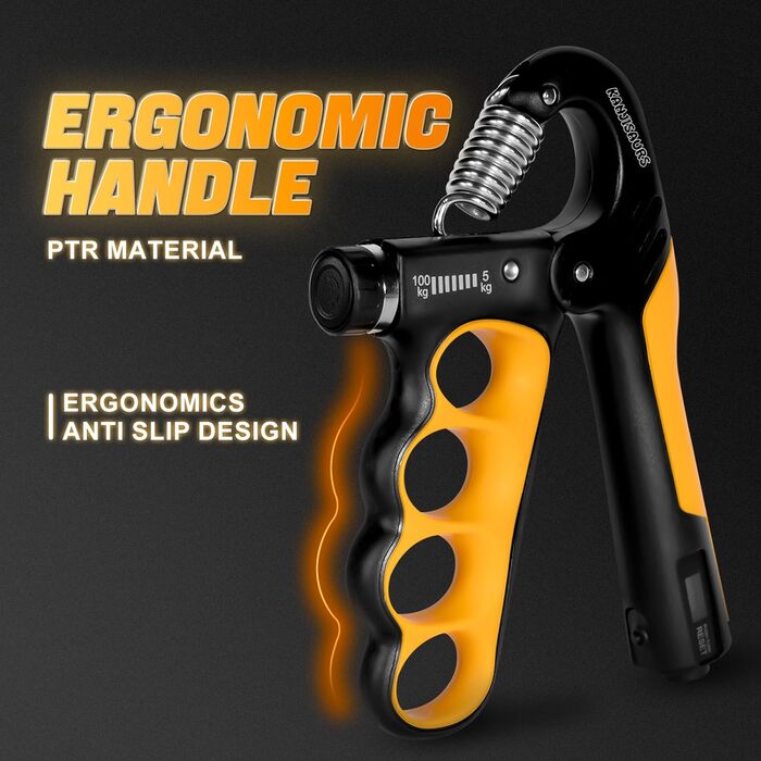 Тренування хватки Griffkrafttrainer: регульований опір 35-70 кг, тренажер передпліччя, цифровий лічильник, посилення хватки. Оранжевий/Західний колір у зигзагоподібному візерунку (Sunset Chevron)