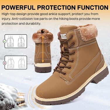 Зимові черевики жіночі утеплені, водонепроникні, зимові черевики, черевики від снігу, теплі зимові черевики, короткі черевики, туристичні черевики, підошва не слизька, колір верблюжий, 38 EU
