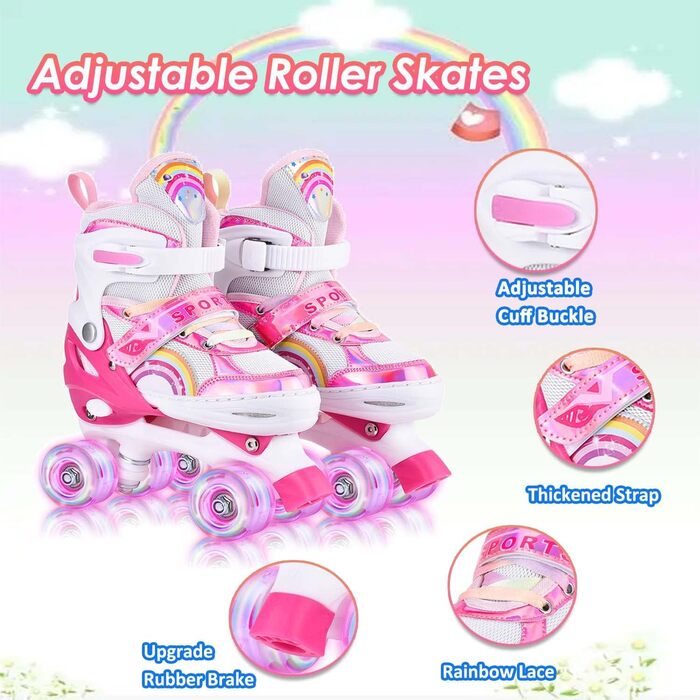 Роликові ковзани для дівчаток Vertellbar з LED підсвічуванням. Розміри 31-42, комфортні ролики для підлітків та початківців.