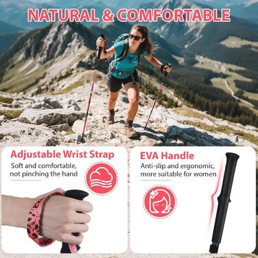 Телескопічна палиця для скандинавської ходьби Qoosea (110-125 см), карбонова складана трекінгова палиця для гікінгу та гірських лиж, синя