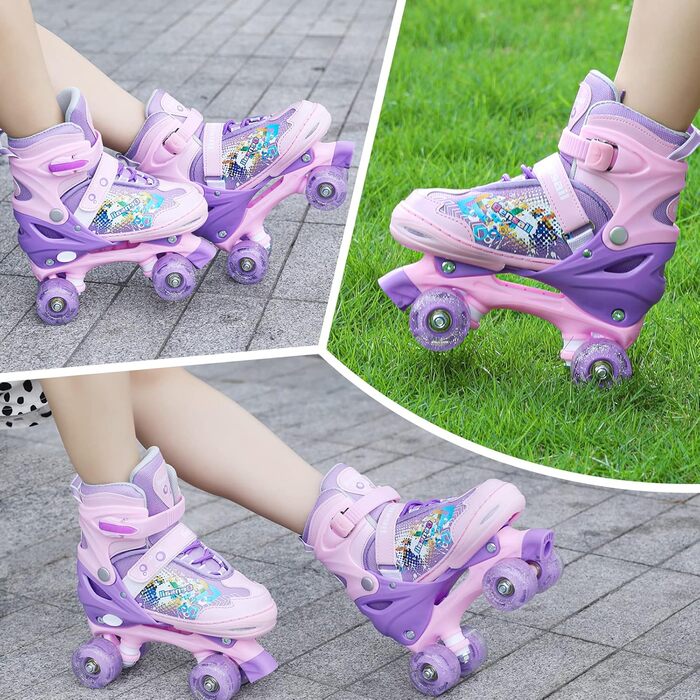 Дитячі ролики Kinder для дівчаток та жінок, 4 розміри, регульовані, для початківців (фіолетовий, S (23-27 EU) 140-165mm)