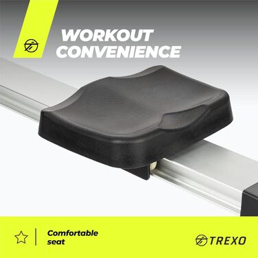 Гребний тренажер TREXO RM100 з магнітним опором, маховик 3,5 кг, стабільна конструкція, ергометр, чорний