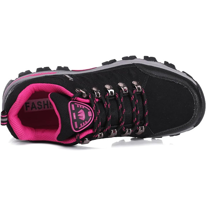 Трекінгові черевики для жінок та чоловіків. Зручні, легкі, з неслизькою підошвою. Outdoor, спортивні, для туризму та походів. Розмір 39 EU, артикул 98018. Чорний, рожевий, червоний кольори.