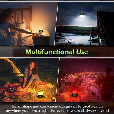 Ліхтар кемпінговий акумуляторний Lanktoo з пульт дистанційного керування та Powerbank, USB-C, 300 годин роботи, 5 режимів, водонепроникний, з магнітним основанням, для риболовлі, надзвичайних ситуацій (чорний + зелений)