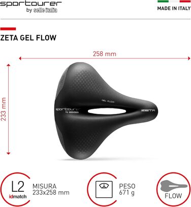 Сідло для міського велосипеда Sportourer Zeta Comfort Gel SuperFlow, м'яке гелеве, з відбивачем, водонепроникне, чорне