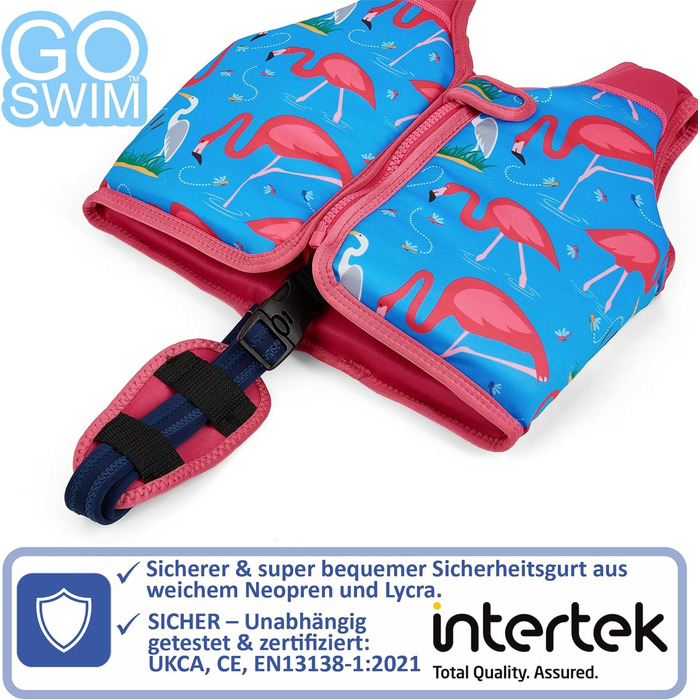 Дитячий жилет для плавання Go Swim Fab Flamingos L (3-6 років, 19-30 кг) з безкоштовною сумкою для плавання