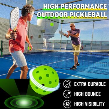 Піклбол м'ячі Outdoor, 40 отворів, 12 шт. - для спортивних ігор, висока пружність, довговічні, сумісні з усіма ракетками