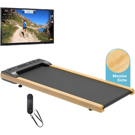 Бігова доріжка Skandika Walking Pad Nordik для дому, 6/12 км/год, LED-дисплей, пульт, регулювання нахилу, фітнес для офісу, натуральний дуб