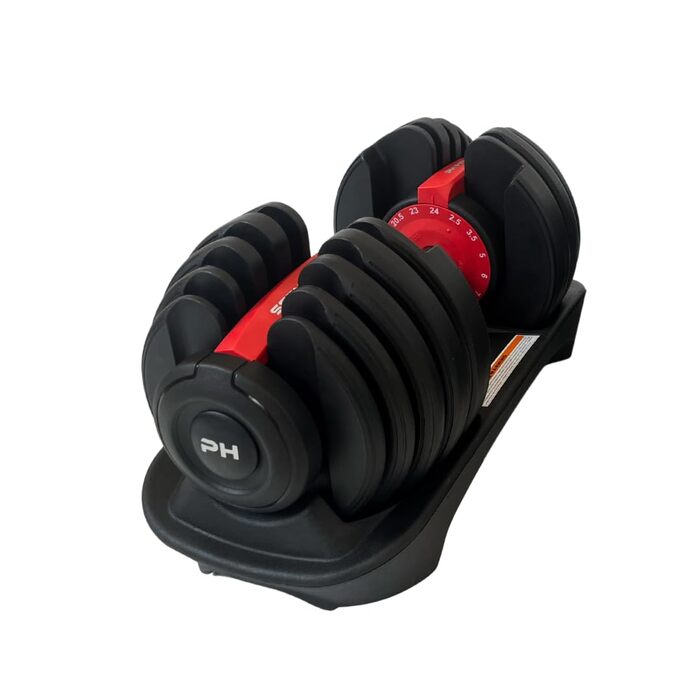 Регульована штанга 24 кг – окрема – 15 в 1 – для дому та силових тренувань. Компактна, чорно-червона