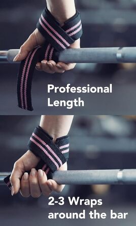 Фітнес-манжети для тяги штанги Fitgriff® - гумові, для силових тренувань, бодібілдингу, жінок та чоловіків (XS, чорний/рожевий)