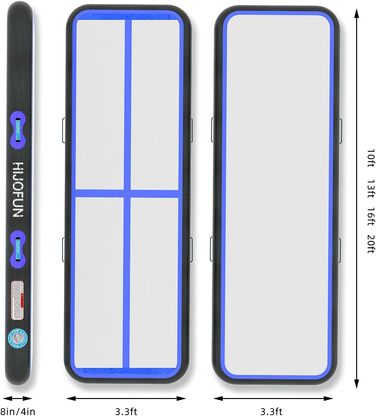 Гімнастичний надувний мат для стрибків та тренувань, 3/4/5/6 метрів, 20 см заввишки, A-Black/blue, 300x100x15 см