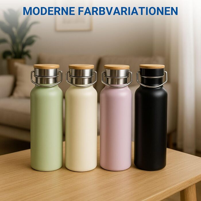 Персоналізована пляшка для води 500 мл - ізольована пляшка з нержавіючої сталі з ручкою, колір: фіолетовий, з можливістю нанесення тексту, для роботи, спорту та піших прогулянок