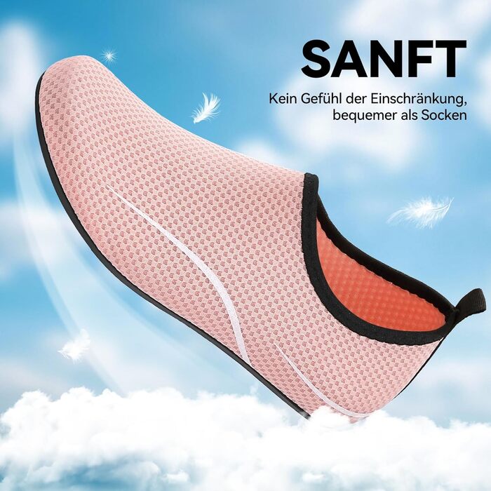 Чоловічі та жіночі водяні черевики для плавання та серфінгу. Дихаючі, швидковисихаючі, унісекс. Розмір 36 EU, колір рожевий.