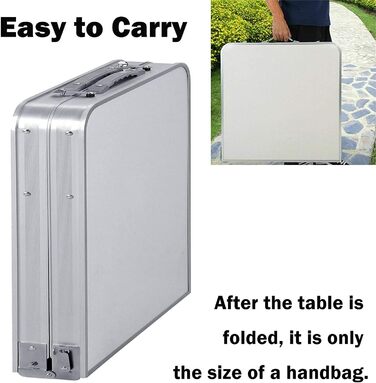 Складаний столик 60 см, портативний, для кемпінгу та пікніків, сад, на вулицю, регульована висота, алюмінієвий каркас, 60 x 45 x 25,9 см (Д x Ш x В)