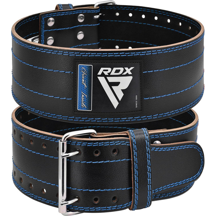 Шкіряний важкоатлетичний пояс RDX 4” для пауерліфтингу, синій, схвалений IPL та USPA, 12 отворів, 6 мм, з пряжкою, для фітнесу і бодібілдингу, чоловічий/жіночий, X-Small