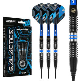 Дартс набір WINMAU Galactics 90% вольфрам, професійний, 18г Soft Tip, 24г/26г Steel Tip, з крилами та стрижнями