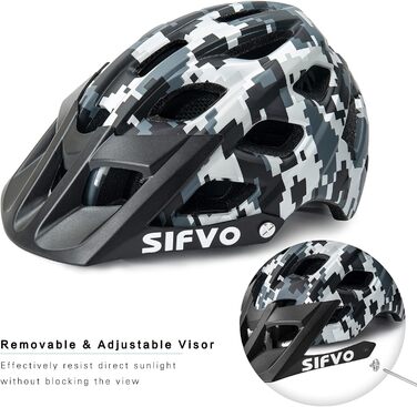 Дитячий велосипедний шолом SIFVO для хлопчиків і дівчат, з візором, 52-58 см, легкий і зручний, шолом для скейтборду та самоката, чорний у білу клітинку