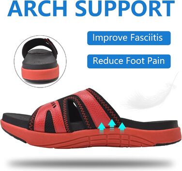 Чоловічі спортивні сандалії COFACE для відновлення після навантаження, підтримка склепіння стопи, ортопедичні, розмір 40-48 (44.5 EU, чорно-червоні)