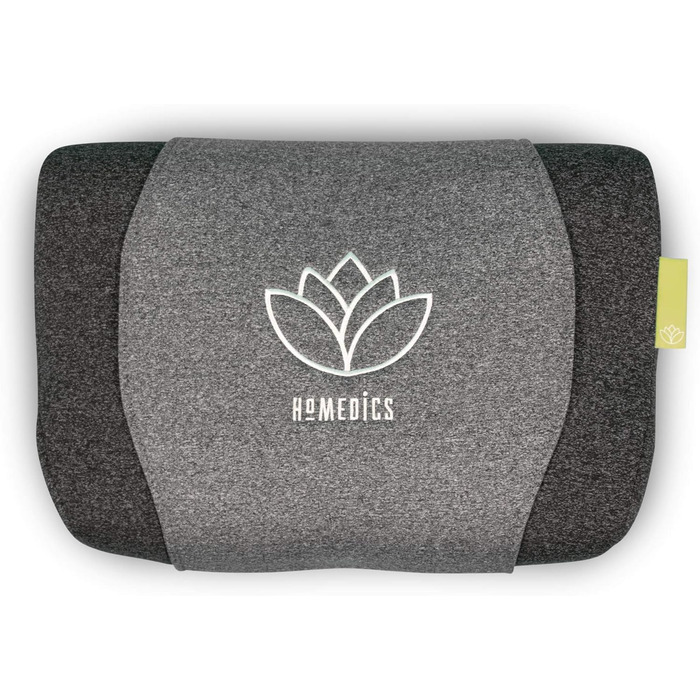 HoMedics Zen медитаційна подушка з пам'яттю, ортопедична подушка для шиї, ароматерапія з ефірними оліями, роликовий масаж, безшумна, бездротова, сіра