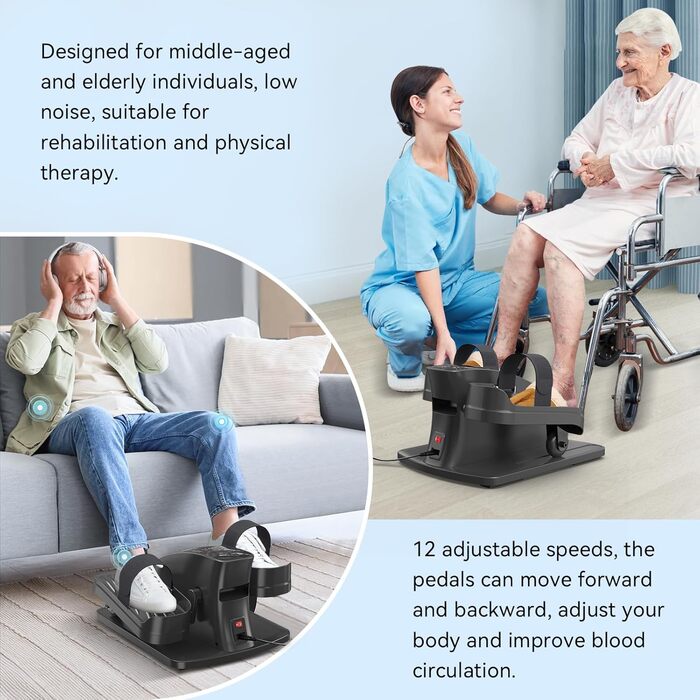 Еліптичний тренажер для сидіння, крос-тренажер, тренажер для ніг, моторизований педальний тренажер з пультом дистанційного керування та LCD дисплеєм, тренажери для дому для людей похилого віку та дорослих, спортивне обладнання для дому E3