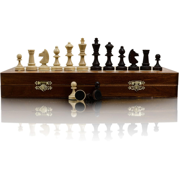 Професійний шаховий набір Master Of Chess №3, дерев'яна інкрустована дошка 35 см, фігури Стаунтон, для турнірів
