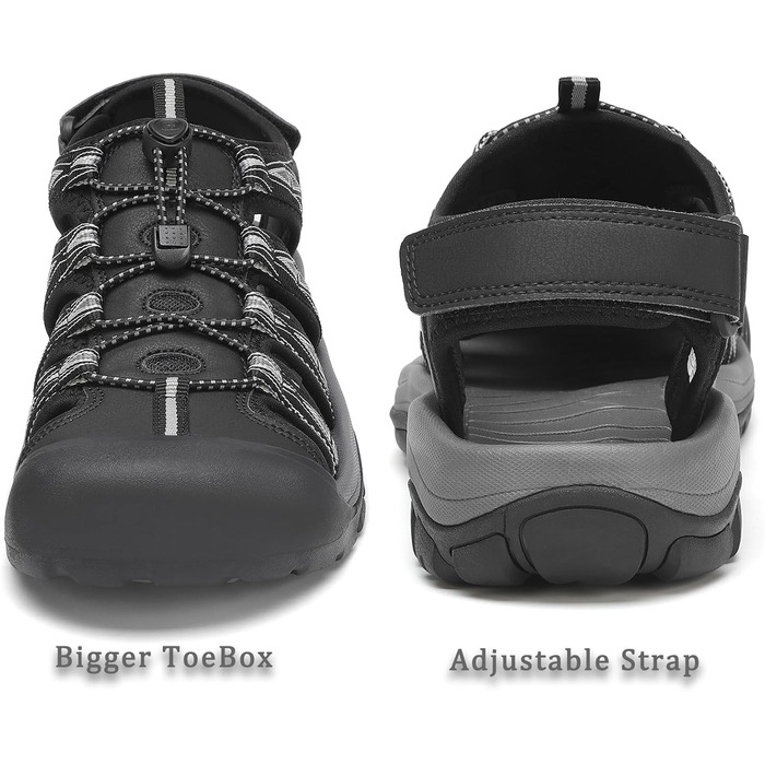 Чоловічі сандалі FLARUT для активного відпочинку та туризму (42 EU, чорно-білі)