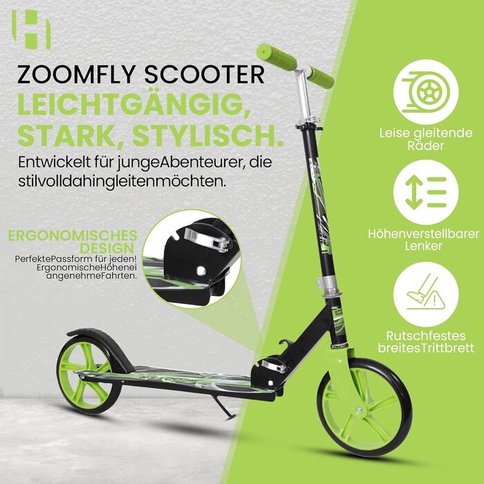 Дитячий трюковий самокат Habib Kickroller – складний, регульована висота, великі колеса, до 80 кг, для міста