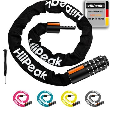 Надійне велозамок HiiPeak з 5-значним кодом, 94 см, 7 мм, для велосипеда, мотоцикла, грилю, чорний