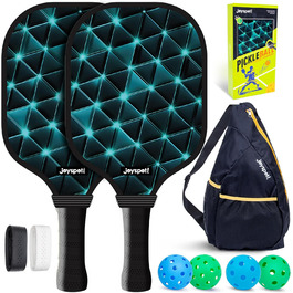 Набір для піклболу JOY SPOT 2 шт. з 4 м'ячами та сумкою – легкі ракетки з фібергласовою поверхнею для чоловіків, жінок та початківців – ідеально для гри в приміщенні та на вулиці
