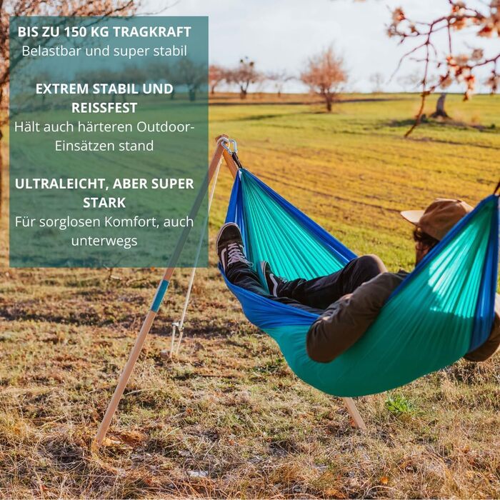Гамак Amazonas Ultra-Light Adventure Coyote Kingsize 275x140 см, зелений (Ice-blue) - надлегкий, до 150 кг