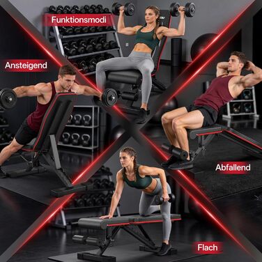 Складана багатофункціональна тренажерна лава PASYOU PA350, регульована атлетична лава для фітнесу та силових тренувань, витримує до 300 кг, для дому та спортзалу