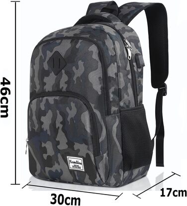 Рюкзак для ноутбука YAMTION 35L, водонепроникний, з USB-портом, для чоловіків і жінок, шкільний
